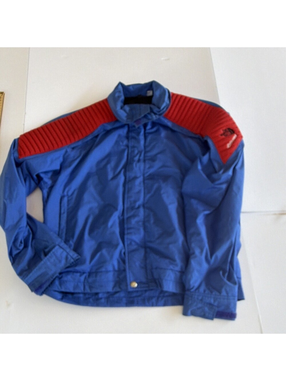 Vintage The North Face Men's Blue Red Solid Full Zip Logo Jacket Pockets Size M